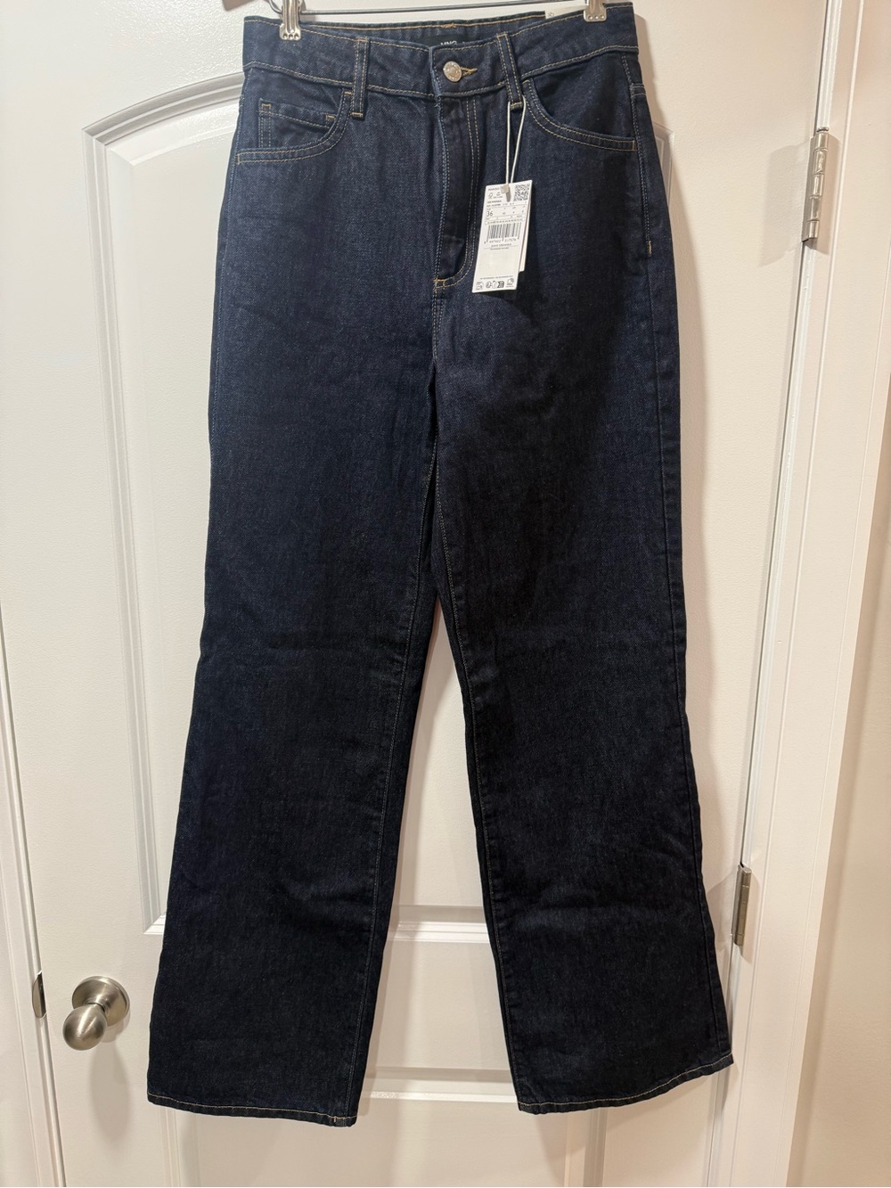 NWT Mango Danila high-waisted Wide leg jeans Dark Indigo size 4